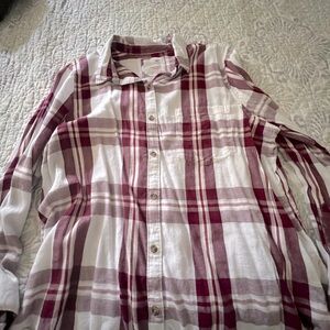 Maroon button down top